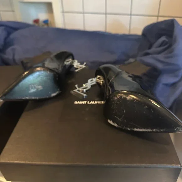 Saint Laurent high heel leater up Vernice New/Nikel Palladio Nero boot - Picture 2 of 3